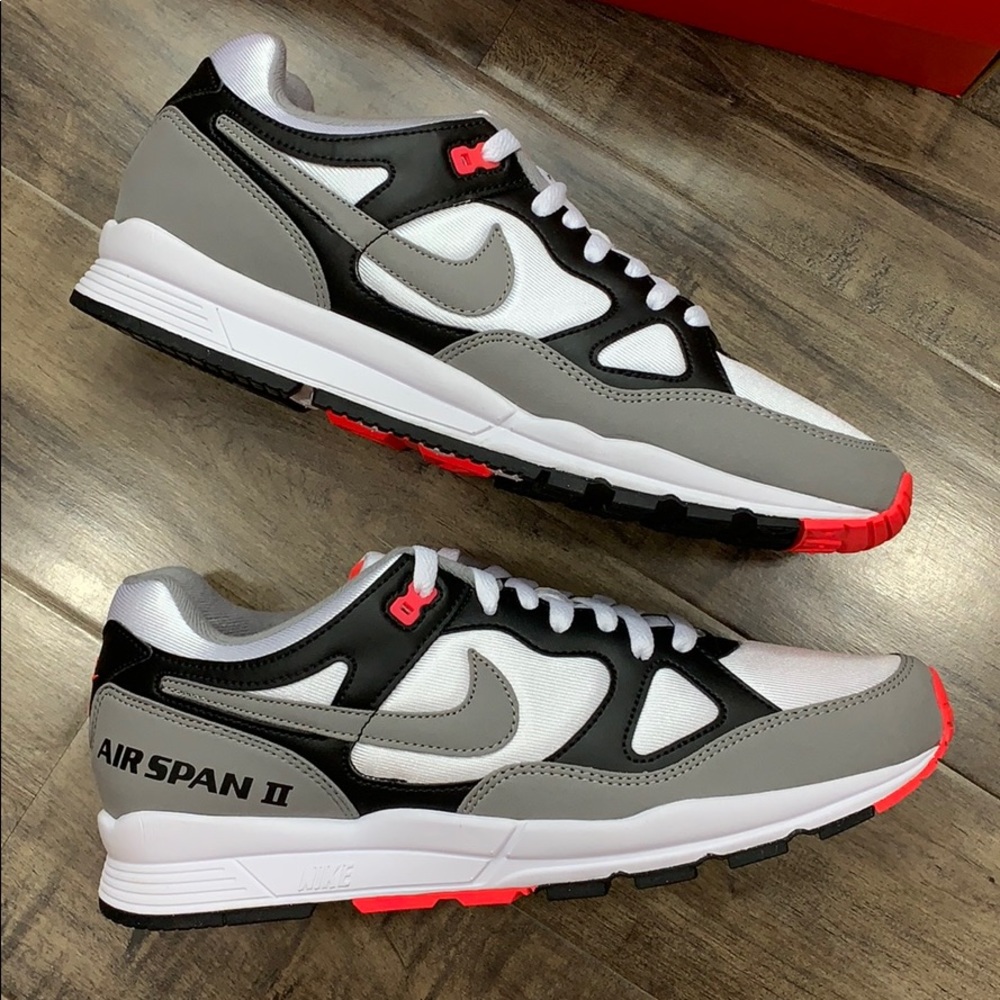 NIKE AIR SPAN II black/dust-solar red white men’s - Picture 4 of 16